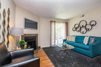 Television and fireplace in living room